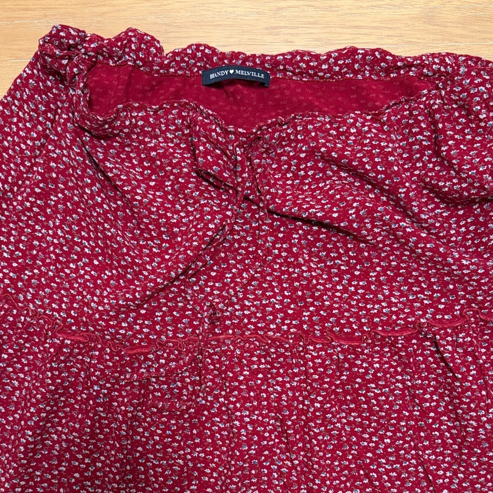 Brandy Melville Burgundy Floral Skirt